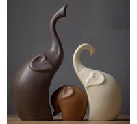 DUOAZJL Estatua Familiar de Elefante de cerámica, Figura de mamá, papá y bebé, Arte Animal, Escultura de Porcelana, decoración del hogar, Decoraciones para Sala de Estar, estantería(#a)