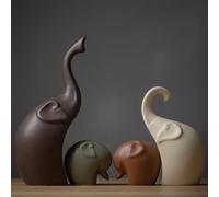 DUOAZJL Estatua Familiar de Elefante de cerámica, Figura de mamá, papá y bebé, Arte Animal, Escultura de Porcelana, decoración del hogar, Decoraciones para Sala de Estar, estantería(#b)