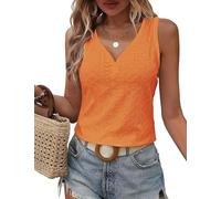 DUOEASE Camiseta Sin Mangas Mujer 2025 Básica Elegant Holgado Top Mujer Cuello en V Verano Naranja-S