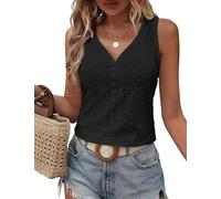 DUOEASE Camiseta Sin Mangas Mujer Negro 2025 Básica Elegant Holgado Top Mujer Cuello en V Verano -S
