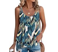 DUOEASE Camisetas de Tirantes Mujer Cuello Crew Moda Camiseta Sin Mangas Elegant Verano Tshirt Selva-XL