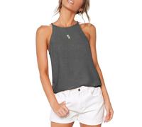 DUOEASE Top Mujer Verano Elegant 2025 Cuello Crew Camiseta Tirantes Mujer Básica Holgado GrisOscuro-S