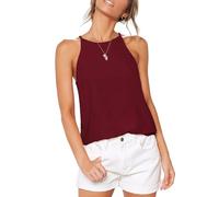 DUOEASE Top Mujer Verano Elegant 2025 Cuello Crew Camiseta Tirantes Mujer Básica Holgado Vino-S