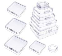 DUOFIRE Contenedores pequeños con tapas, 10 paquetes, caja de almacenamiento de plástico transparente para cuentas, manualidades, joyas y objetos pequeños, organizador de cuentas