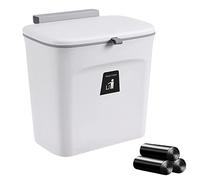 DUOHERESHUI 7 L Cubo De Basura Cocina, Cubo De Basura Colgante Con Tapa, Cubos Basura Baño, Bote De Basura Pequeño Colgante, Pequeño, Para Cocina, Baños, Oficinas y Dormitorios (Blanco)