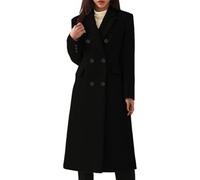 Duohropke Abrigo de lana para mujer largo tallas grandes chaqueta de invierno clásico gabardina de invierno cuello vuelto doble botonadura abrigo de guisantes abrigo de invierno solapa larga abrigo de