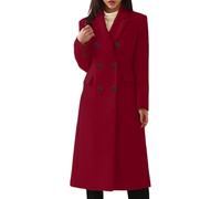 Duohropke Abrigo de lana para mujer largo tallas grandes chaqueta de invierno clásico gabardina de invierno cuello vuelto doble botonadura abrigo de guisantes abrigo de invierno solapa larga abrigo de