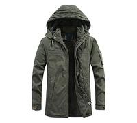 Duohropke Abrigo para hombre del ejército alemán, parka, forro polar, chaqueta con capucha, abrigo de invierno con muchos bolsillos, chaqueta militar gruesa, parka funcional, cálida, chaqueta de