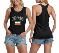 Duohropke Bandera de Irán Camiseta de tirantes para mujer, camiseta de tirantes transpirable con la bandera de Irán de Lion and Sun, camiseta interior ligera, holgada, camiseta de ocio, camiseta de
