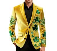 Duohropke Blazer Chaqueta de fiesta para hombre, chaqueta de fiesta del Día de San Patricio, deportiva, traje de trébol irlandés, corte ajustado, elegante, parte superior festiva, fiesta, carnaval