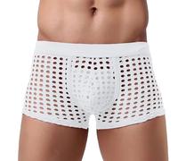 Duohropke Calzoncillos bóxer para hombre, sexy, ropa interior erótica, malla transparente, calzoncillos tipo bóxer, red de pescado, calzoncillos retro, ropa interior de malla, ropa interior atractiva