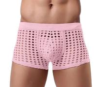 Duohropke Calzoncillos bóxer para hombre, sexy, ropa interior erótica, malla transparente, calzoncillos tipo bóxer, red de pescado, calzoncillos retro, ropa interior de malla, ropa interior atractiva