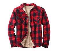 Duohropke Camisa a cuadros para hombre, camisa de invierno con capucha, camisa informal de leñador, camisa de algodón, informal, camisa de trabajo, chaqueta acolchada, camisa cálida para el tiempo