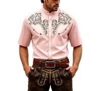 Duohropke Camisa occidental de manga corta para hombre, disfraz de vaquero, camisa de manga corta occidental con bordado floral en los hombros, camisas medievales, camisa de fiesta festiva para
