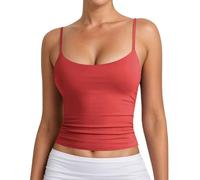 Duohropke Camiseta de tirantes para mujer básica Y2K Spaghetti Top sin mangas Slim Fit Tops Basic Shirt Summer Camisole Tops Sport BH Trägershirt Acolchada Yoga Tanktops Eng Racerback Sporttop