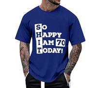 Duohropke Camisetas para hombre So Happy I'm 70 Today Divertido Estampado Camiseta Deportiva Monocolor Tops Transpirable Blusa Moderna Camiseta de Correr Cómoda Camiseta de Manga Corta Ligera Camiseta