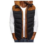 Duohropke Chaleco acolchado para hombre, chaleco de invierno para exteriores, con capucha desmontable, chaleco ligero, ajustado, chaleco funcional, chaleco deportivo, chaqueta de tiempo libre para