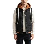 Duohropke Chaleco acolchado para hombre, chaleco de plumón para exteriores, chaleco con capucha extraíble, chaleco deportivo ajustado, chaqueta de entretiempo para hombres, 01 negro, 5XL