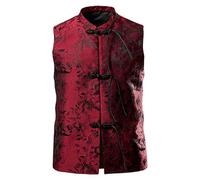 Duohropke Chaleco chino para hombre sin mangas cuello alto chaleco casual tangzhuang estilo artes marciales Kung Fu Tai Chi Qi Gong Wushu Taekwondo uniforme camiseta deportiva ropa de tirantes ropa