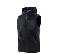 Duohropke Chaleco de forro polar para hombre, otoño e invierno, chaleco de forro polar cálido con capucha, cuello alto, sin mangas, chaleco de felpa de invierno, chaleco acolchado ligero, chaleco de