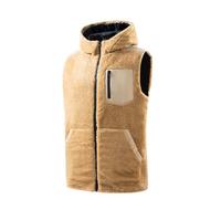 Duohropke Chaleco de forro polar para hombre, otoño e invierno, chaleco de forro polar cálido con capucha, cuello alto, sin mangas, chaleco de felpa de invierno, chaleco acolchado ligero, chaleco de