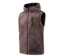 Duohropke Chaleco de forro polar para hombre, otoño e invierno, chaleco de forro polar cálido con capucha, cuello alto, sin mangas, chaleco de felpa de invierno, chaleco acolchado ligero, chaleco de