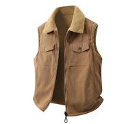 Duohropke Chaleco de pana para hombre, chaleco de invierno retro, chaleco de forro polar, chaqueta sin mangas, cómodo chaleco de transición, chaleco deportivo grueso y no tejido, chaleco de trabajo
