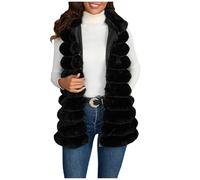 Duohropke Chaleco de piel sintética para mujer, sin mangas, de pelo sintético, elegante, cálido, con cremallera, abrigo de felpa, sin capucha, abrigo de piel sintética