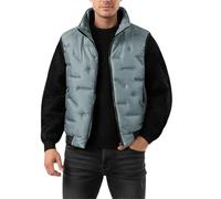 Duohropke Chaleco de plumón para hombre, chaleco sin mangas para exteriores, chaleco acolchado cálido, chaleco de gran tamaño, con bolsillos, chaleco de invierno con cremallera, cuello alto, chaleco