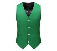 Duohropke Chaleco de traje para hombre Slim fit cuello en V chaleco de traje sin mangas clásico de negocios chaleco básico casual elegante chaleco para hombre con botones, verde, 4XL