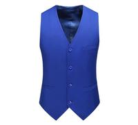 Duohropke Chaleco de traje para hombre Slim fit cuello en V chaleco de traje sin mangas clásico de negocios chaleco básico casual elegante chaleco para hombre con botones, azul, 6XL