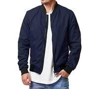 Duohropke Chaqueta bomber ligera para hombre, chaqueta blouson fina para tiempo libre, verano, entretiempo, informal, deportiva, chaqueta de aviador con múltiples bolsillos, marine, 3XL