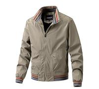 Duohropke Chaqueta bomber para hombre, ligera, estilo blusón, casual, de moda, para otoño/invierno, chaqueta de transición, slim fit, chaqueta antiviento con cintura acanalada, chaqueta de otoño