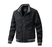 Duohropke Chaqueta bomber para hombre, ligera, informal, a la moda, otoño e invierno, chaqueta de entretiempo para hombre, corte ajustado, chaqueta cortavientos con cintura acanalada, chaqueta de