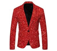 Duohropke Chaqueta con purpurina para hombre, traje con purpurina, chaqueta deportiva, traje con lentejuelas, chaqueta de fiesta con purpurina, traje de rendimiento con purpurina, chaqueta de gala con