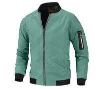Duohropke Chaqueta de entretiempo para hombre, chaqueta de bombardero fina, chaqueta de ocio, abrigo de entretiempo, informal, deportiva, chaqueta de aviador, otoño, primavera, otoño, tiempo libre,