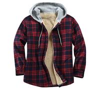 Duohropke Chaqueta de invierno forrada de invierno con capucha para hombre, chaqueta de leñador a cuadros, chaqueta de franela, chaqueta de leñador con capucha, camisa de franela para hombre con