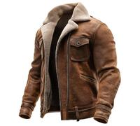 Duohropke Chaqueta de piel para hombre, chaqueta de ante de transición, chaqueta de ante Sherpa, ligera, chaqueta de aviador, chaqueta de aviador, chaqueta de piloto, chaqueta militar de invierno