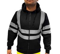 Duohropke Chaqueta de seguridad para hombre, reflectante, sudadera con capucha de trabajo con alta visibilidad, chaqueta de advertencia de invierno, chaqueta de aviador, chaqueta de trabajo, camiseta,