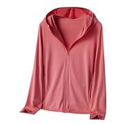 Duohropke Chaqueta deportiva para mujer, de manga larga, protección solar, con capucha, protección UV, UPF 50, chaqueta ligera, yoga, fitness, senderismo, camiseta con bolsillos, chaqueta funcional