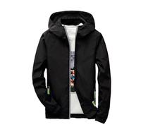 Duohropke Chaqueta softshell para hombre, de verano, ligera, fina, impermeable, transpirable, reflectante, cortavientos, chaqueta de entretiempo, chaqueta funcional, Negro , 7XL