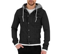 Duohropke Chaqueta Vaquera con Capucha para Hombre, Otoño Invierno, Manga Larga, Sudadera Informal, Abrigo, Blusa, Camisa
