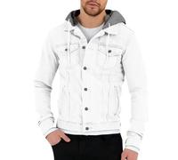 Duohropke Chaqueta vaquera con capucha para hombre, otoño, invierno, vaquera, manga larga, sudadera con capucha, chaqueta informal, abrigo, blusa, camisa informal, camisa vaquera, camisas con capucha,