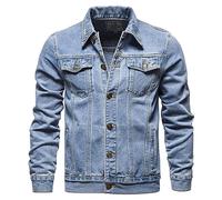 Duohropke Chaqueta vaquera para hombre estilo motero Chaqueta vaquera casual Shacket Abrigo vaquero Chaquetas vaqueras de camionero Chaqueta clásica Abrigo Chaqueta vintage Tops Blusa de entretiempo