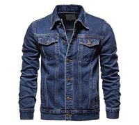 Duohropke Chaqueta vaquera para hombre, estilo motero, estilo vaquero, informal, abrigo de camionero, chaqueta clásica, chaqueta vintage, blusa, entretiempo, Bu2., XL