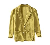 Duohropke Chaquetas de algodón de lino para hombre Chaquetas Blazer Abrigos deportivos ligeros para hombre Traje casual Blazer Chaquetas ligeras Deportivas Coats One Button Talla Grande Cuello Alto