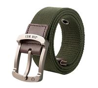 Duohropke Cinturón elástico para hombre, cinturón elástico con hebilla de plástico, correas aprobadas por el aeropuerto sin metal, Verde militar., S