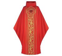 Duohropke Clerus Sacerdote Romano Celebrante Bautismo Disfraz Vestment Adultos Iglesia Católica Padre Masa Vestir Bata de Medición Casulla, Rojo