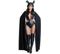Duohropke Disfraz de cosplay para mujer, ángel caído, alas de diablo, sacerdote, monja, ninja, sirena, reina, uniforme, traje sexy, body de una pieza y capa, ropa de vampiro para Halloween