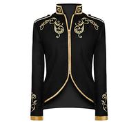 Duohropke Disfraz de príncipe blazer gótico steampunk abrigo hombres esmoquin traje festivo medieval victoriano retro chaqueta, Negro , 3XL